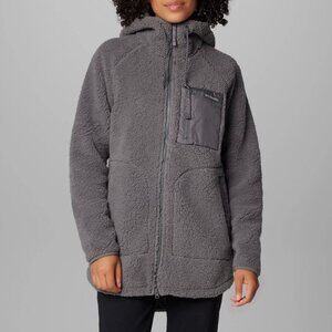 EUC Columbia Women's Winter Warmth Sherpa Full Zip Hoodie Jacket Grey, Large